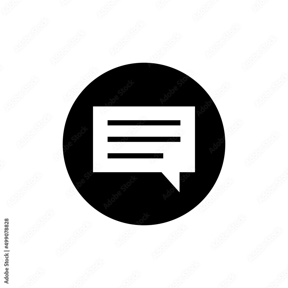 Text message icon in black round Text message icon in black round