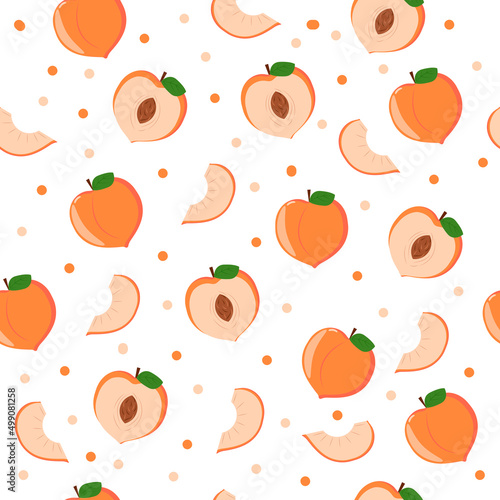 pattern with peaches on a white background