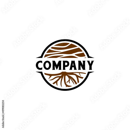 Wood with root logo vector design 