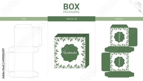 Box packaging and mockup die cut template