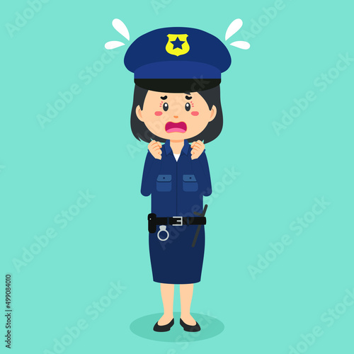 Stock Vector Confused Police Woman