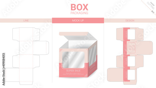 Box packaging and mockup die cut template