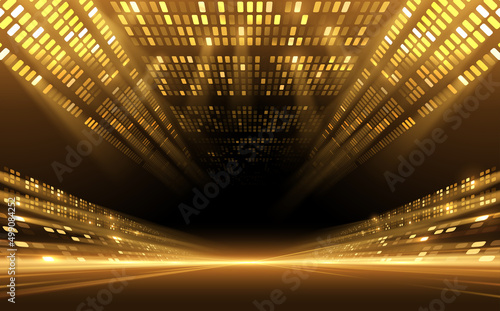 Yellow stadium lights with rays background