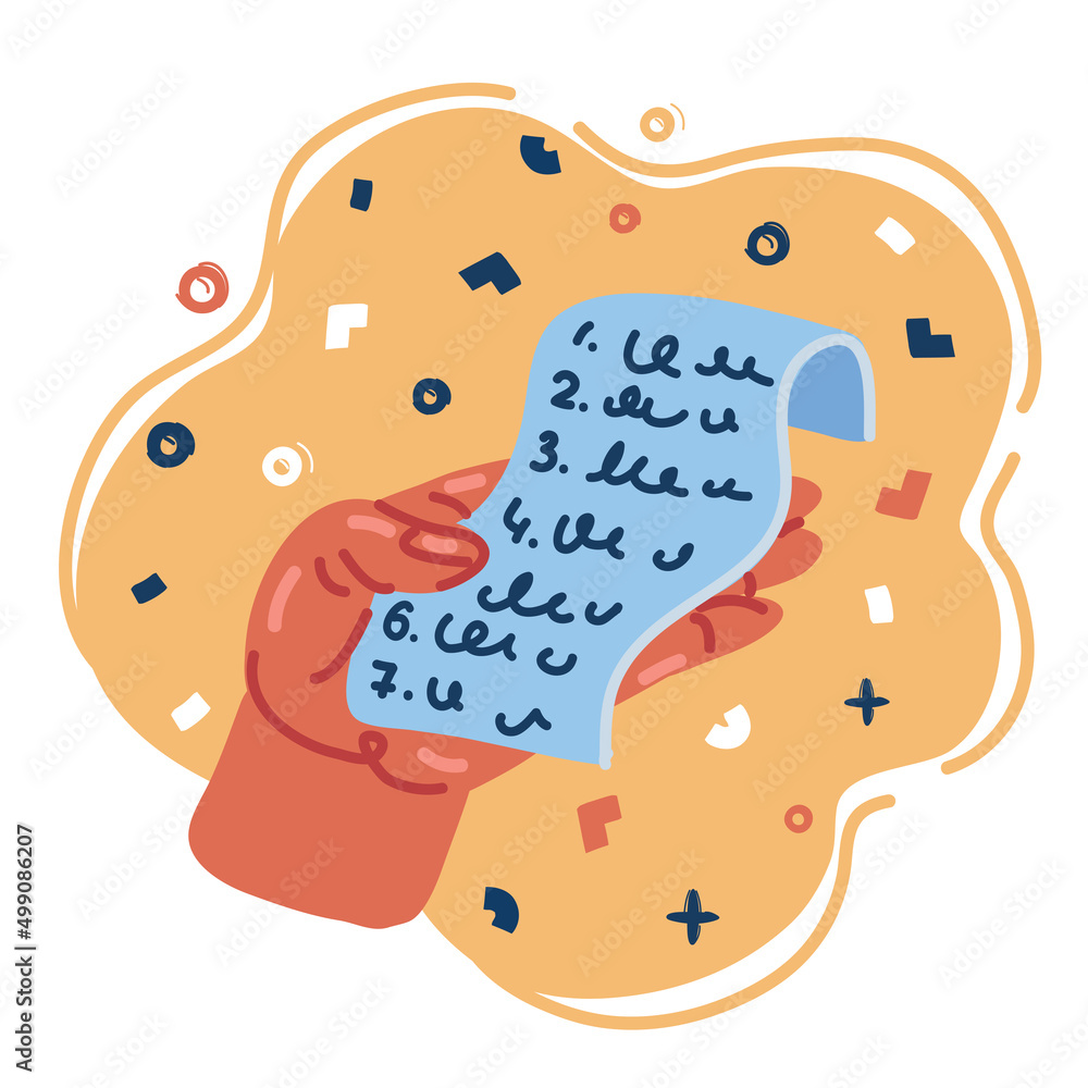 Vector illustration of Hand holding list document. Vector illustration of Hand holding list document.