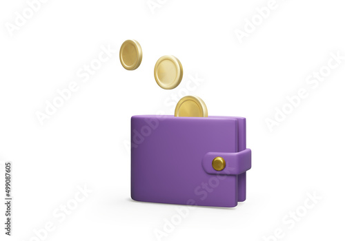 Money wallet with gold coins. Business financial investment concept. Trade cash back. Saving money or cashback design element