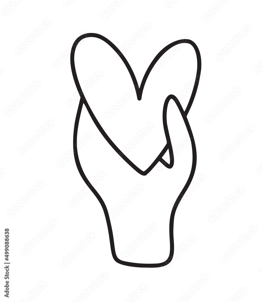Stop war in Ukraine. Hand drawn monoline hand holding heart Encourage donate logo. Concept idea of donation and help icon. Protection from Russian invaders Stop war in Ukraine. Hand drawn monoline hand holding heart Encourage donate logo. Concept idea of donation and help icon. Protection from Russian invaders