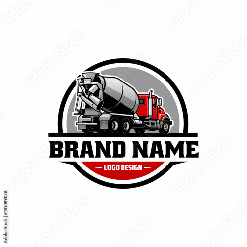concrete mixer truck logo vector