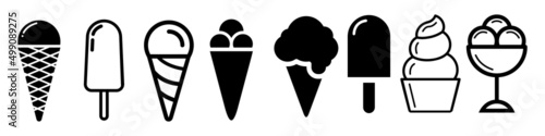 Ice cream icons vector set. Ice cream illustration symbol collection.