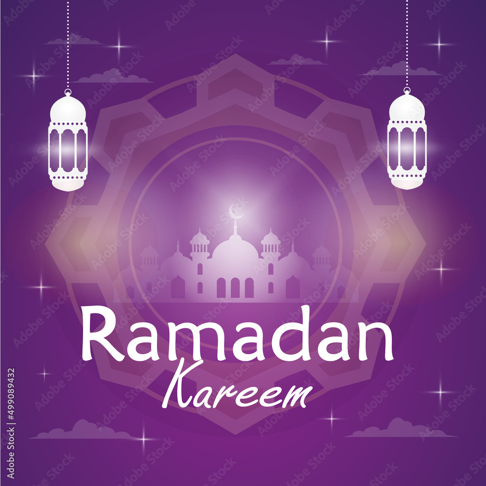 Simple Ramadan Kareem greeting with calm islamic symbol illustration design Simple Ramadan Kareem greeting with calm islamic symbol illustration design