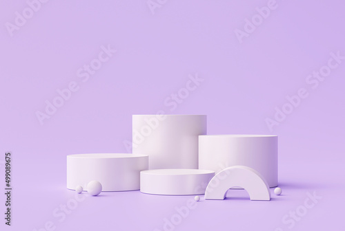 Purple Stage background pedestal cylinder podium product display to show product Purple background 3d rendering
