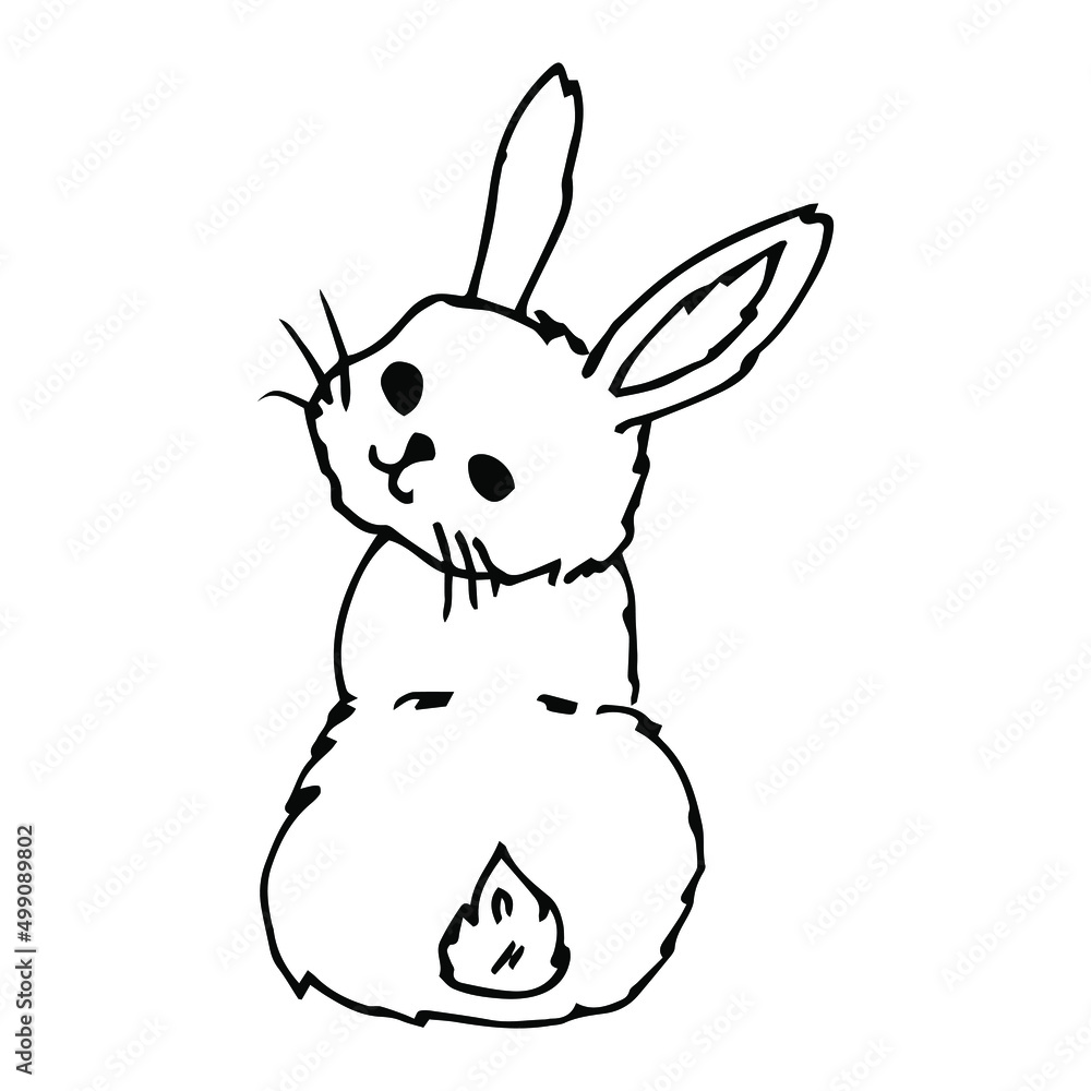 Fototapeta premium Cartoon Rabbit Doodle Outline Animal
