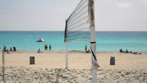 4k footage of lifeguard house on the nissi beach in cyprus summer holidays sea background ocean  photo