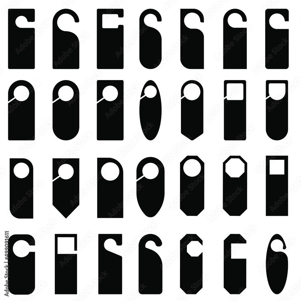 Door hanger vector icon set. do not disturb illustration sign collection. hotel door tag symbol or logo. Door hanger vector icon set. do not disturb illustration sign collection. hotel door tag symbol or logo.