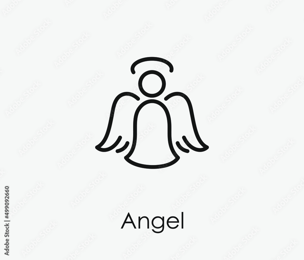 Obraz premium Angel vector icon. Editable stroke. Symbol in Line Art Style for Design, Presentation, Website or Apps Elements, Logo. Pixel vector graphics - Vector