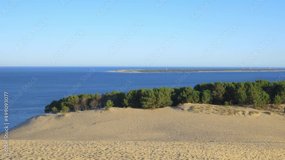 Head point of the Cap Ferret peninsula seen from the top of the Dune du Pilat on the Arcachon Bay in France Head point of the Cap Ferret peninsula seen from the top of the Dune du Pilat on the Arcachon Bay in France