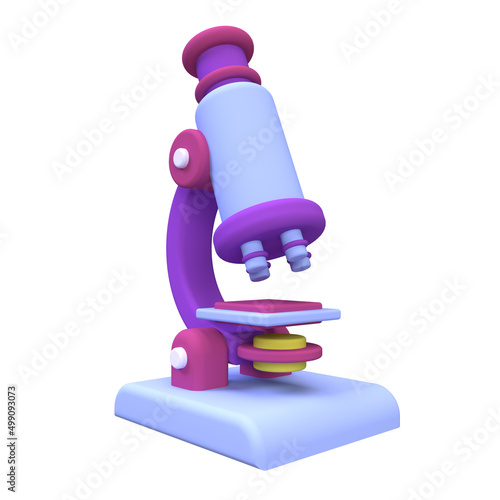 Blue microscope illustration background, 3D, render icon for business
