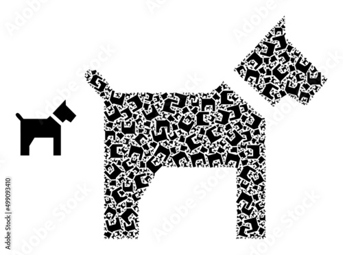 Fractal collage dog icon. Vector mosaic is organized with recursive rotated dog icons. Fractal composition for dog icons.