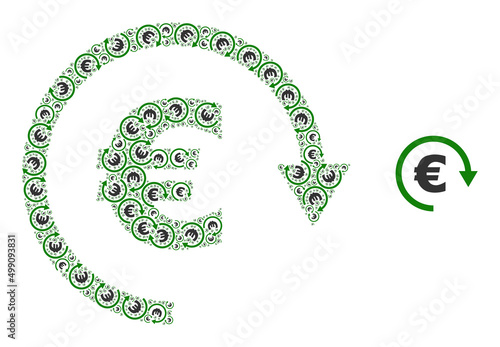 Recursive combination Euro repay icon. Vector collage is organized of recursive rotated Euro repay icons. Recursive combination of Euro repay icons.