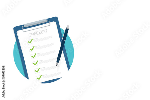 Check list document, paper check list and to do list with checkboxes, concept of survey, online quiz, completed things or done test, feedback.
