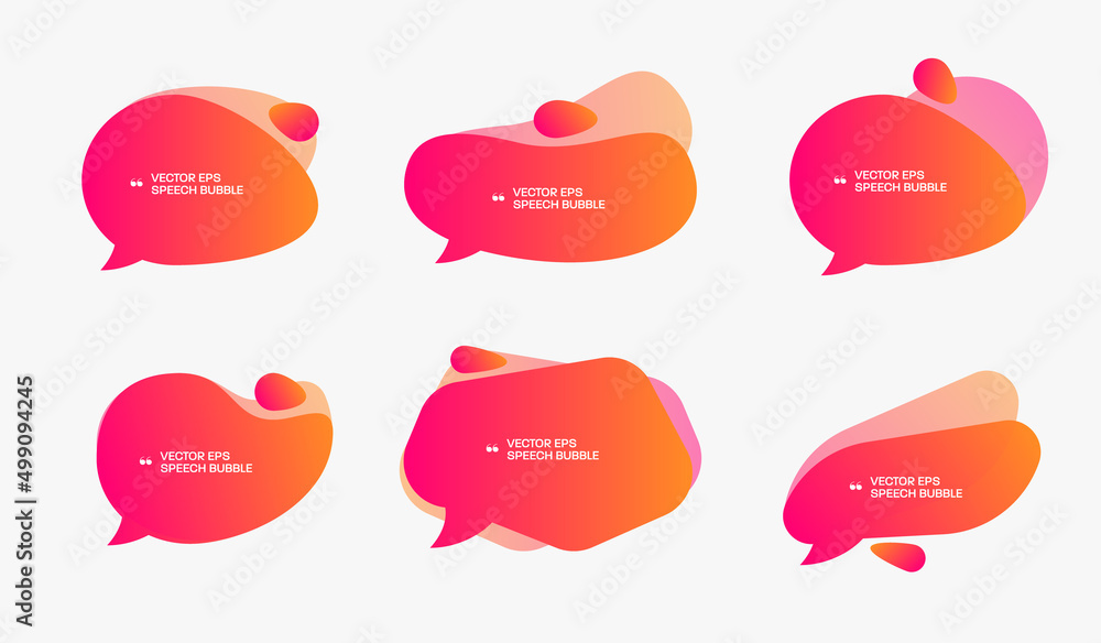 Vector template of bubble shapes for quotes with gradients and overlay effect