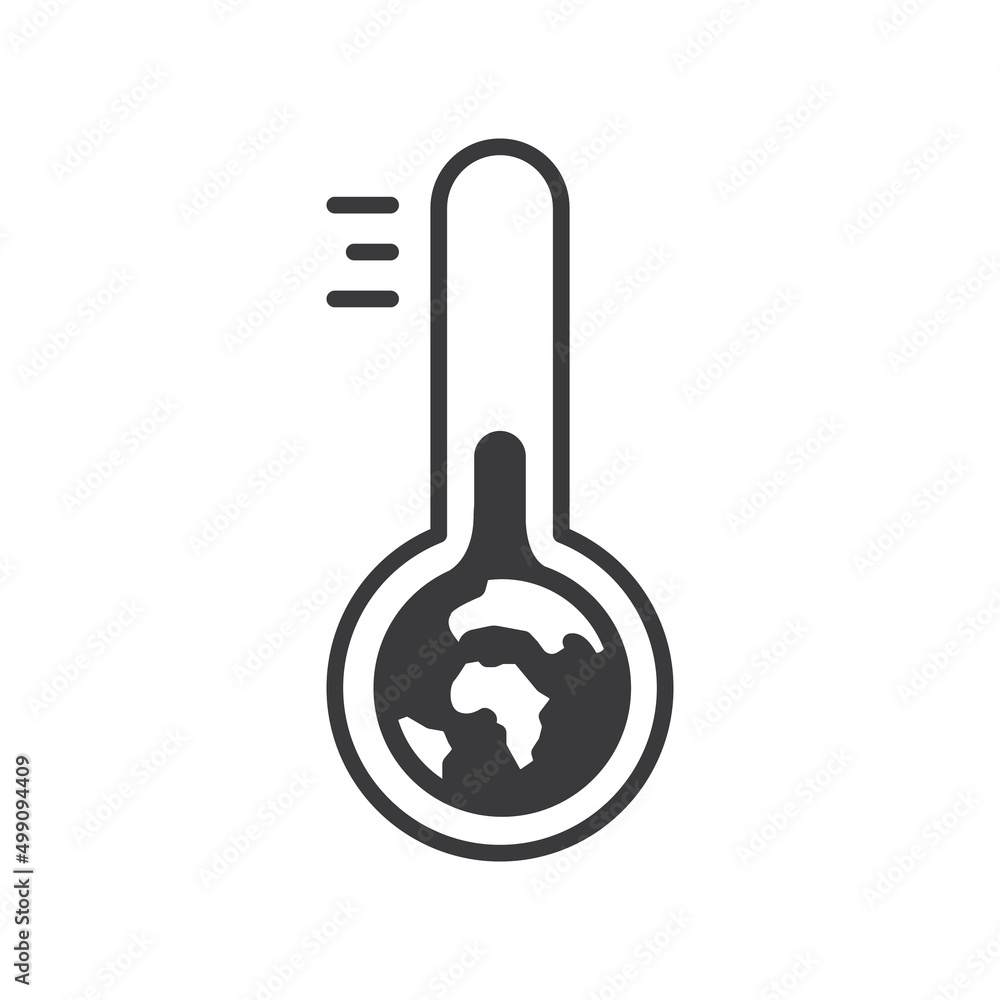 Thin line global warming icon on white background Thin line global warming icon on white background