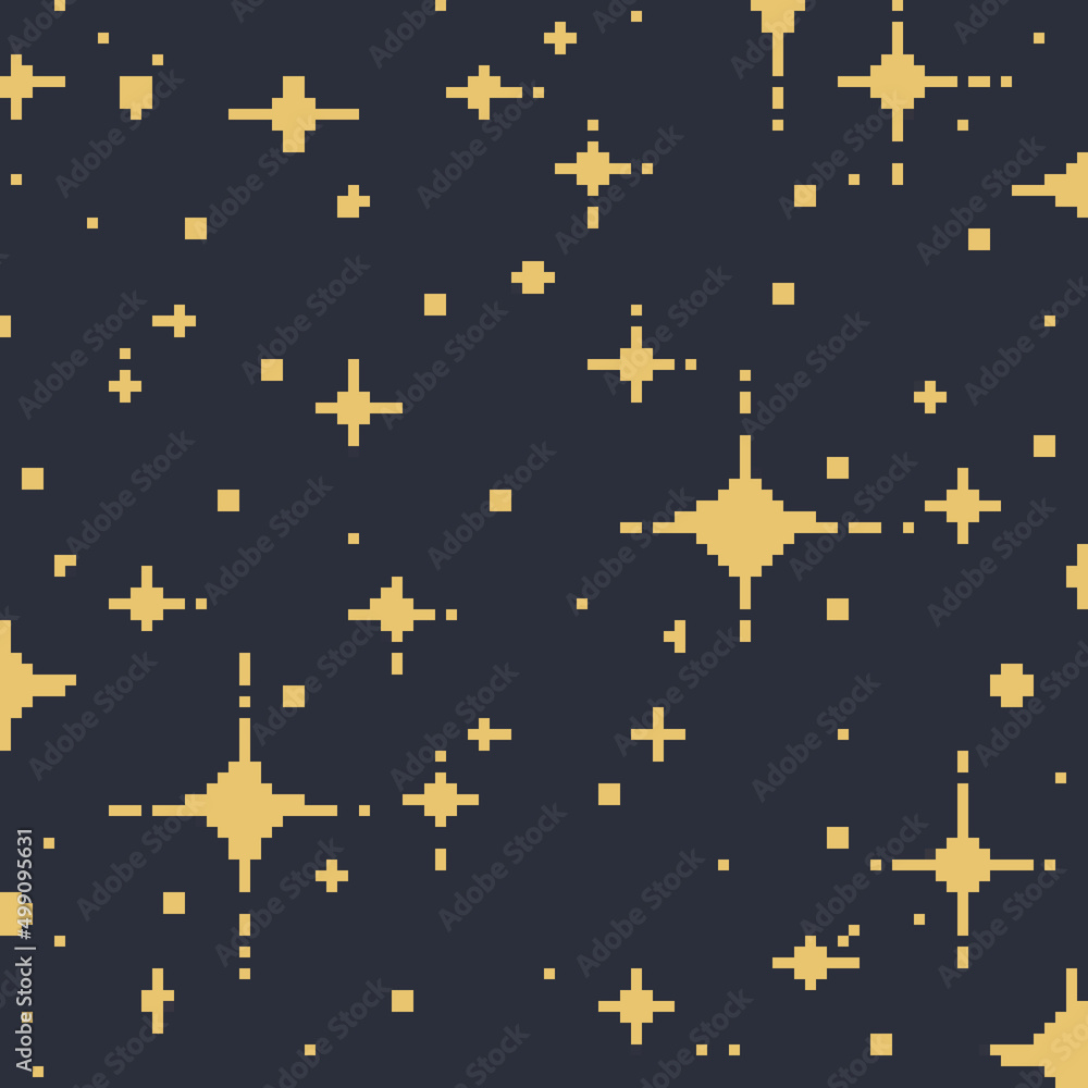 Pixel art background with pixel stars. Pixel art 8 bit. Stock Vector ...