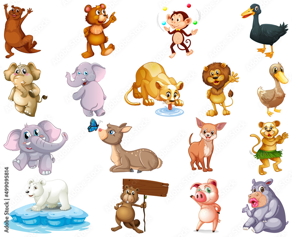 Set of animal cartoon character Set of animal cartoon character