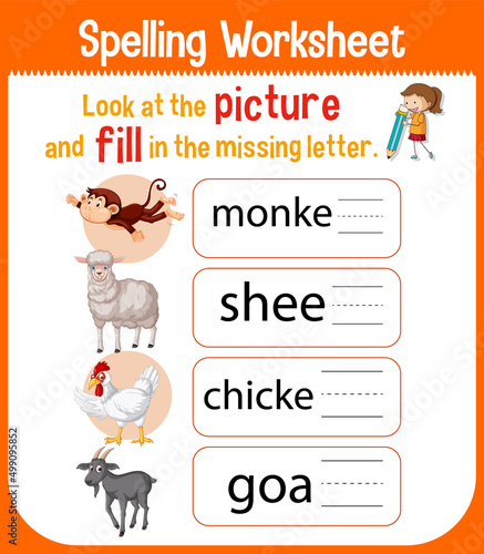 Worksheet design for spelling