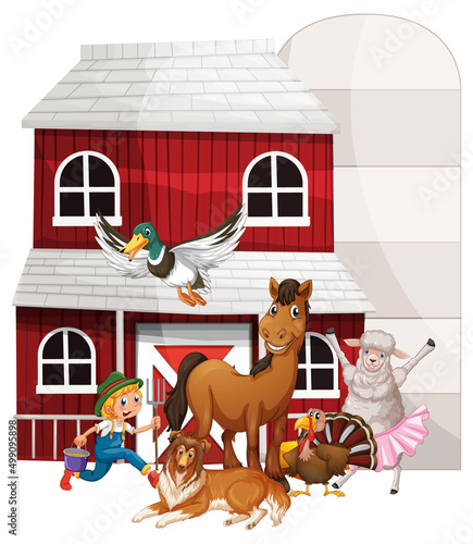 Farming theme with many animals