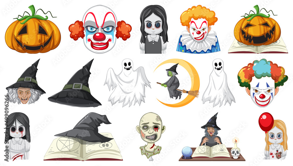 Halloween set with scary monsters Halloween set with scary monsters