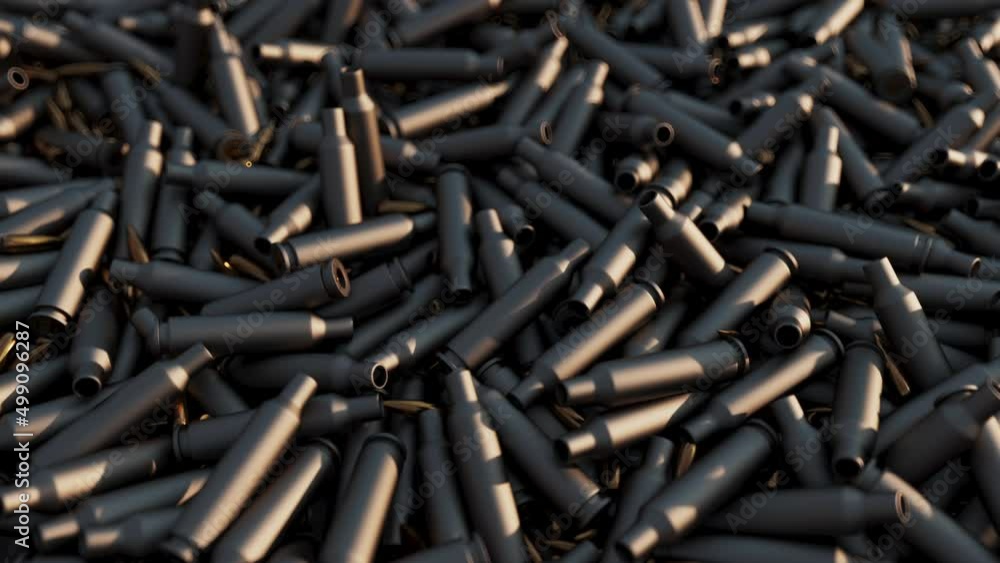 Flight over many bullets. 3d Render with shallow depth of field Flight over many bullets. 3d Render with shallow depth of field