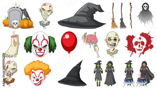 Halloween set with scary monsters