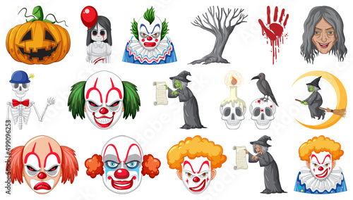 Halloween set with scary monsters