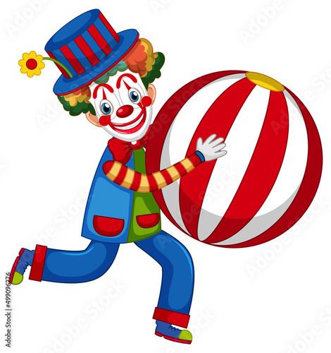 Cute clown performing with ball