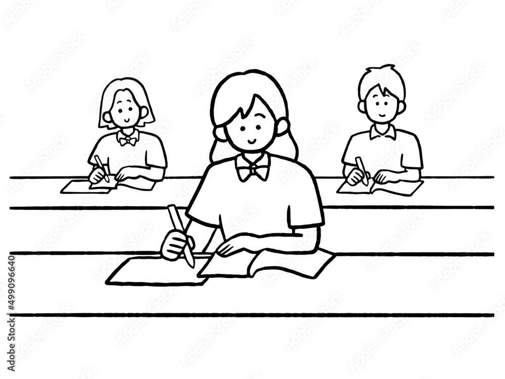 夏期講習を受ける高校生のイラスト 夏期講習を受ける高校生のイラスト