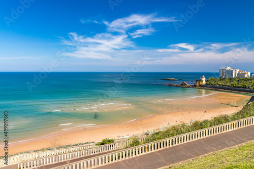 Cote des Basques beach in the Bay of Biscay in Biarritz, France