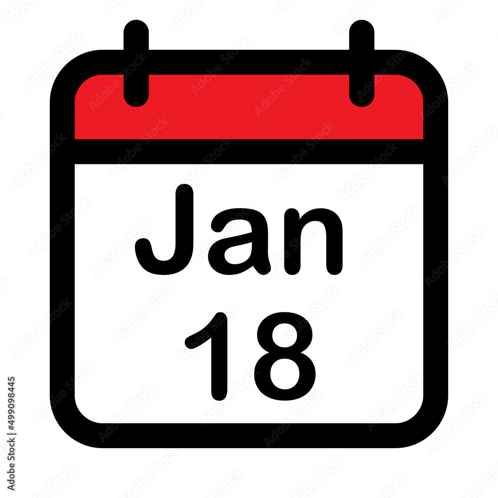 Calendar icon with eighteenth January Calendar icon with eighteenth January
