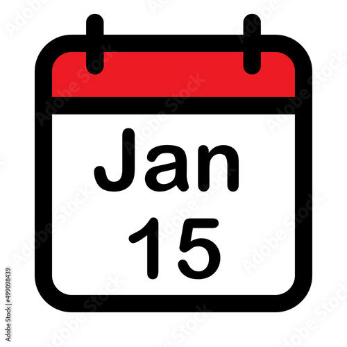 Calendar icon with fifteenth January