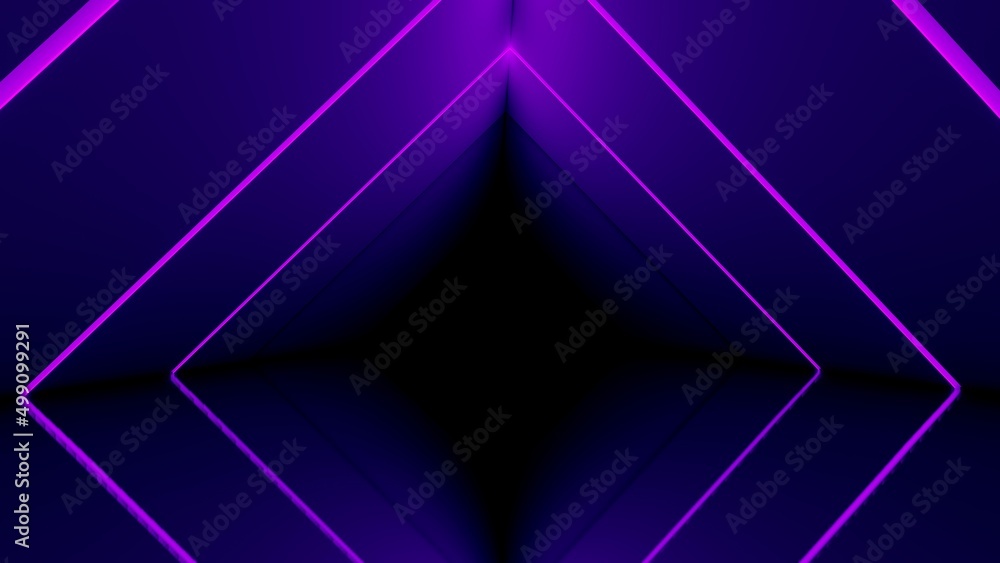 Abstract architecture background triangular arches glow violet neon 3d render Abstract architecture background triangular arches glow violet neon 3d render