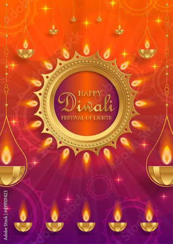 Festive Diwali and Deepawali card. The indian festival of lights