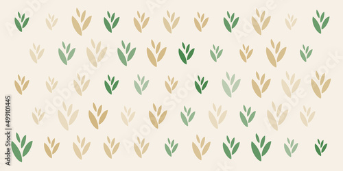 Rows of Colorful Leaves, Plants - Vintage Style Texture, Pattern Background, Design Element, Template in Editable Vector Format