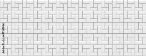 Seamless brick texture. Tile subway wall. Apron faience print. Vintage rectangle brickwall. Metro background. Ceramic pattern. Old stone surface. Cement print. Kitchen backsplash. Vector illustration.