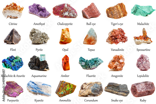 Foto beautiful collection of geological minerals on a white background