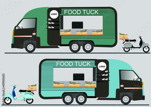 Vector image of a car that is used to make a food truck by using colors to look attractive.