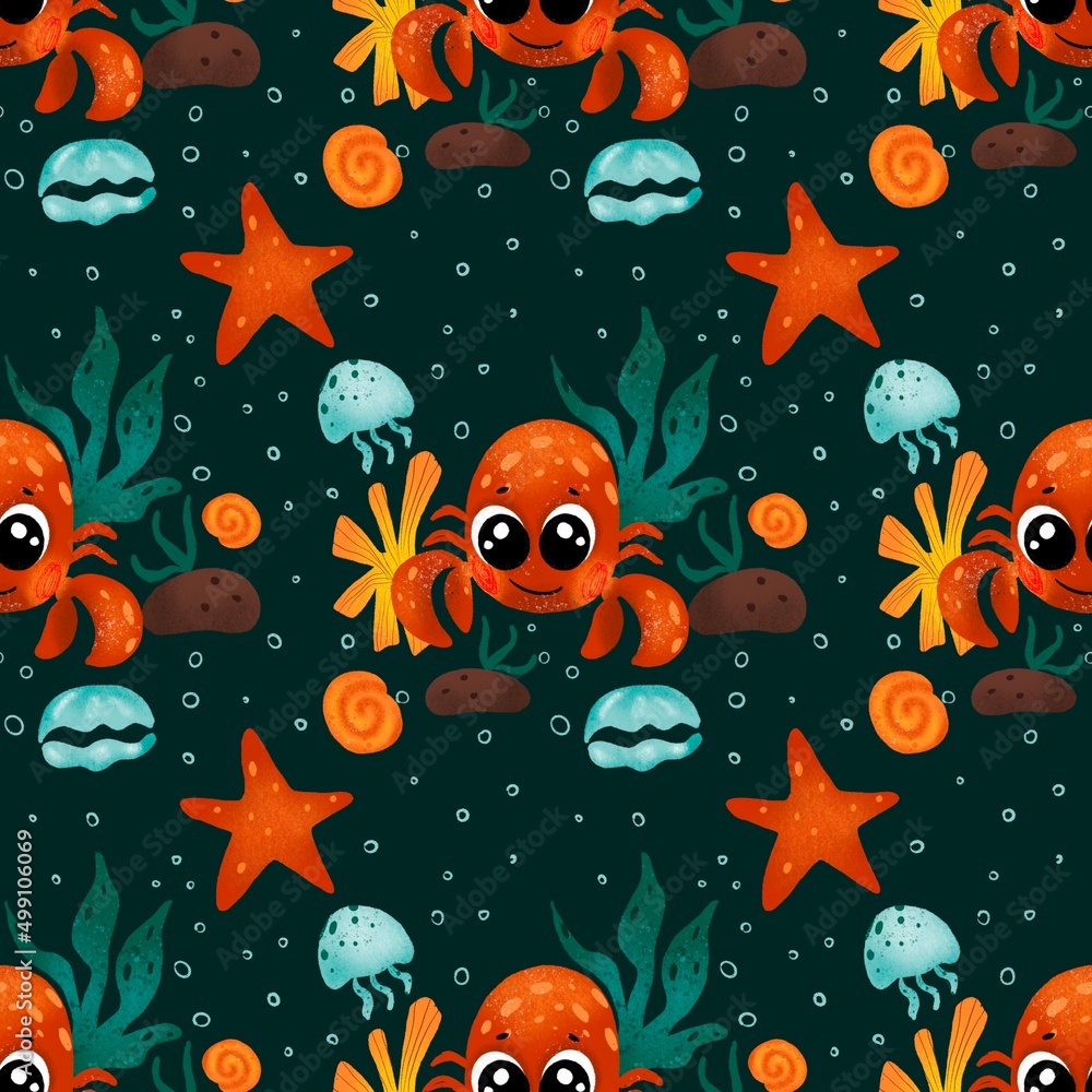 Fototapeta premium seamless pattern with fishes