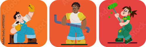 Handymen - Workers - smiling characters