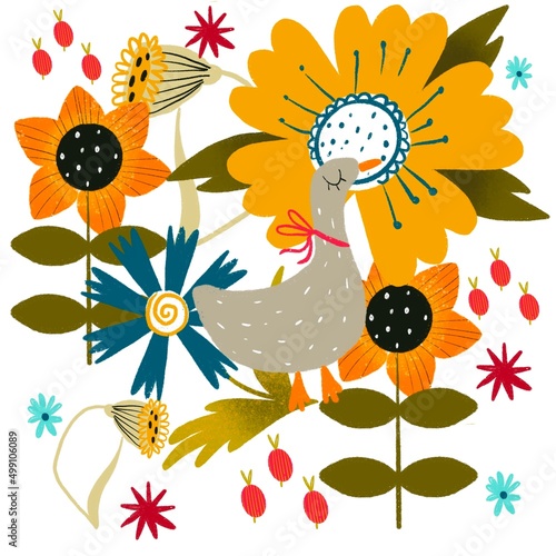 background  with birds and flowers