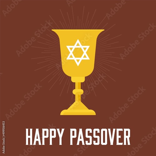 Happy passover text with Grail or kiddush cup
