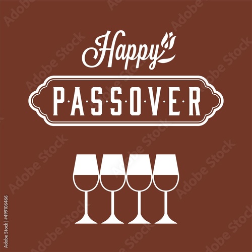 Happy passover with four cups of wine icon