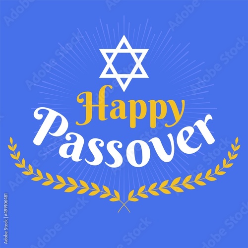 Happy passover with star of david and wheats icon
